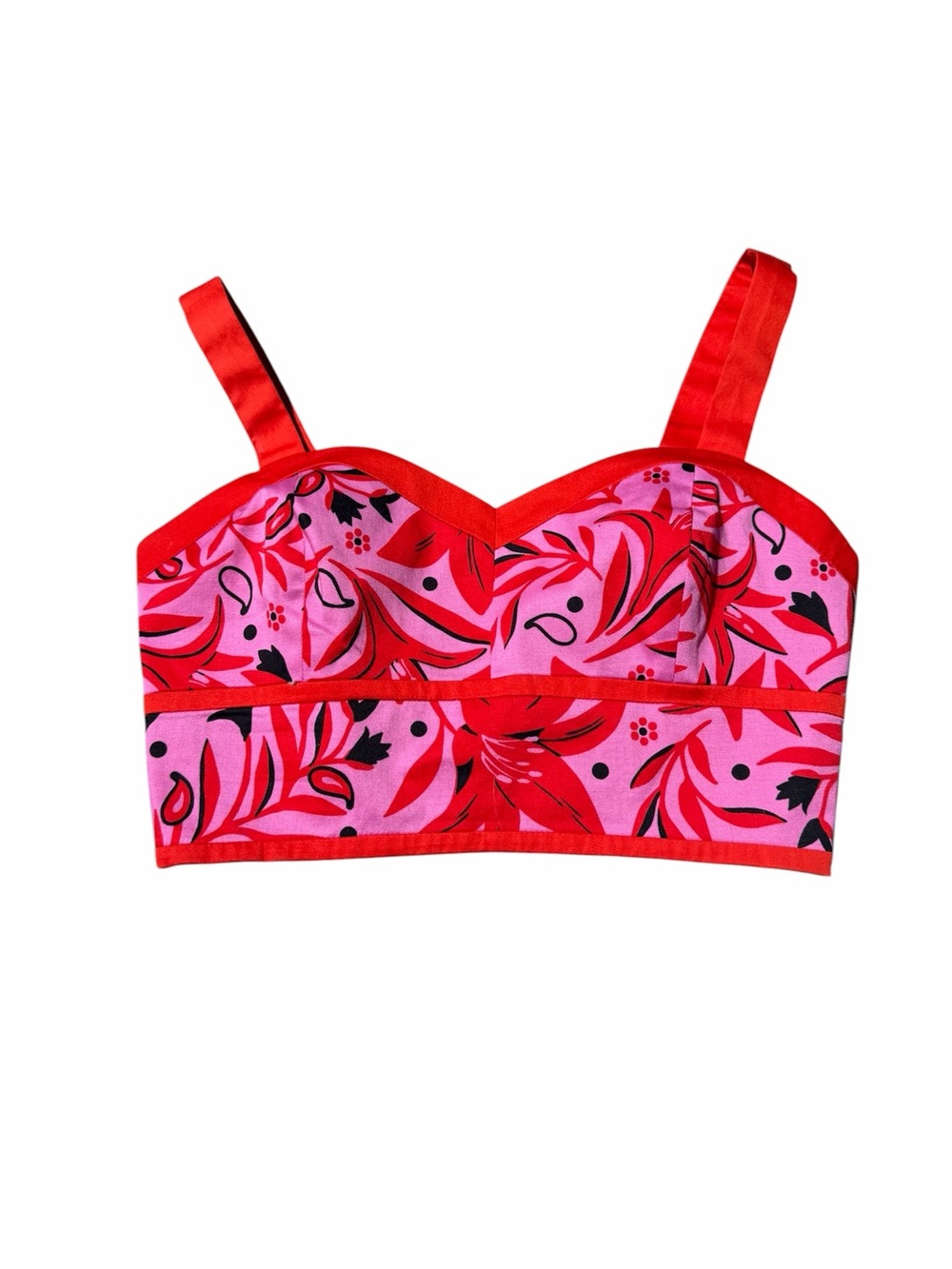 kate spade Pink and Red Trim Ruched Top